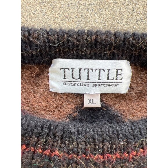 Vintage Tuttle XL Geometric Cosby Alpaca Wool Sweater A4 - Picture 3 of 5